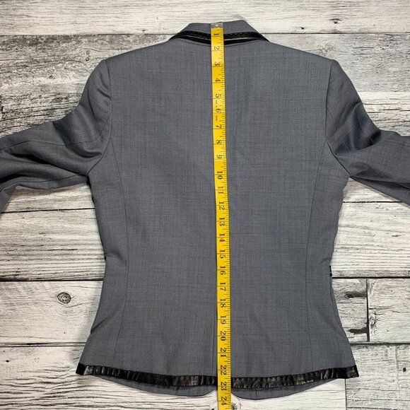 Tart Collections Wool Blend Lamb Leather Trim Fitted Blazer Jacket New - Picture 10 of 16